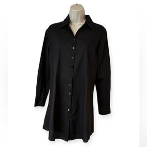 Eileen Fisher Black Button Down Long Sleeve Organic Cotton Tunic Women's X Small